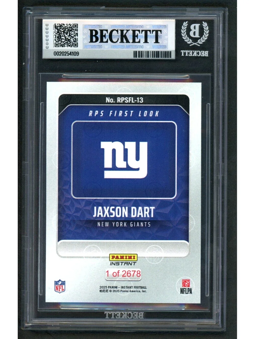 2025 Panini Instant Jaxson Dart #RPSFL-13 Rookie (RC) BGS 9 MINT